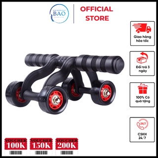 Con lăn dụng cụ máy lăng tập cơ bụng 4 bánh đa năng cỡ lớn tặng kèm thảm deal sốc hít đất, tummy...