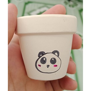 Chậu trắng đất nung size mini có hình
