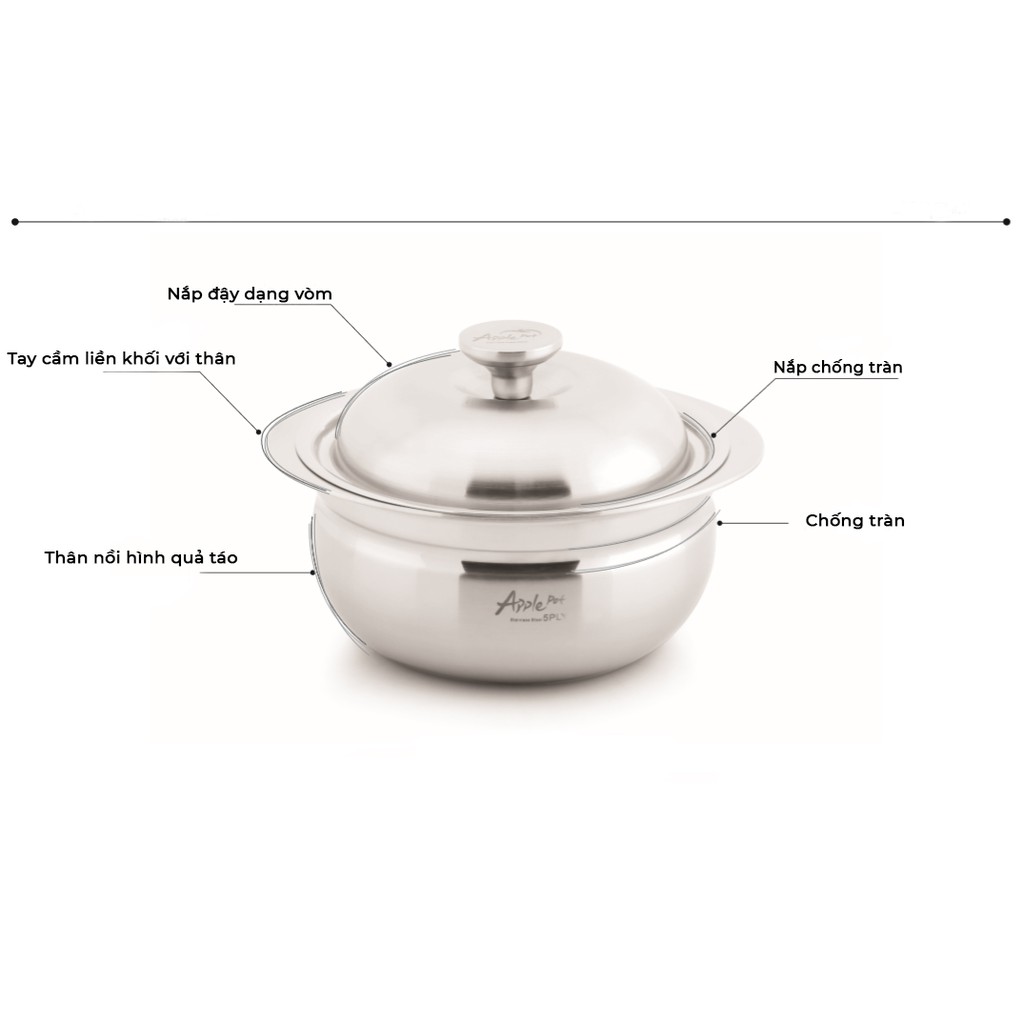 Bộ 4 nồi inox cao cấp 5 lớp Apple Pot