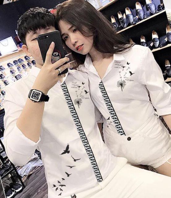 Áo sơ mi lụa nam nữ couple mẫu mới hot hit dịp tết phong cách thời thượng