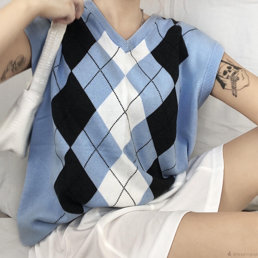 Áo sweater không tay cổ chữ V dáng rộng thời trang dành cho nữ