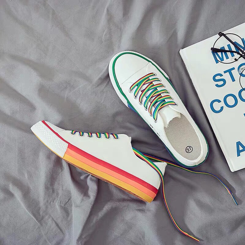 Giày thể thao dây cầu vồng đế màu hot hit fullbox X66 | BigBuy360 - bigbuy360.vn