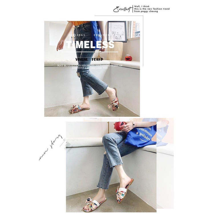 Dép Đế Bằng Đính Nơ Nhiều Màu Sắc ISS408 Thời Trang Mùa Hè Cho Nữ