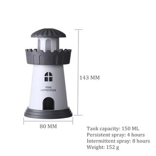 Máy xông tinh dầu phun sương Lighthouse Humidifier tặng kèm tinh dầu sả chanh - màu xanh da trời