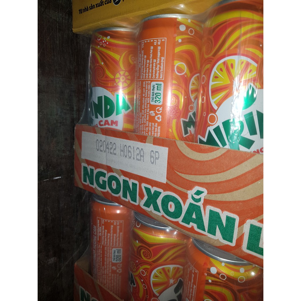 Thùng 24 Lon Nước Ngọt Có Gas Mirinda Hương Vị Cam Soft Drink Lon 330ml Date Luôn Mới