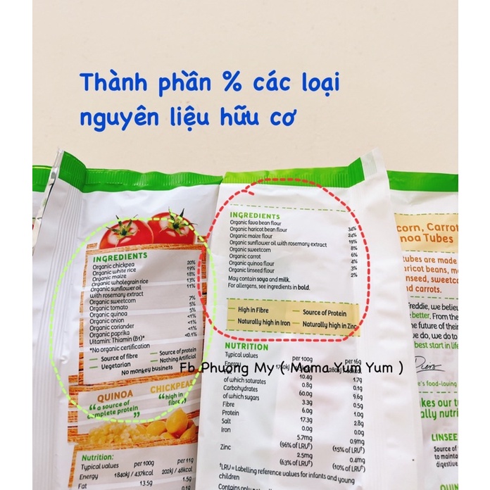 Date 9,11/2022- Bánh ăn dặm Little Freddie quinoa và mầm lúa mạch cho bé 7 tháng của Anh