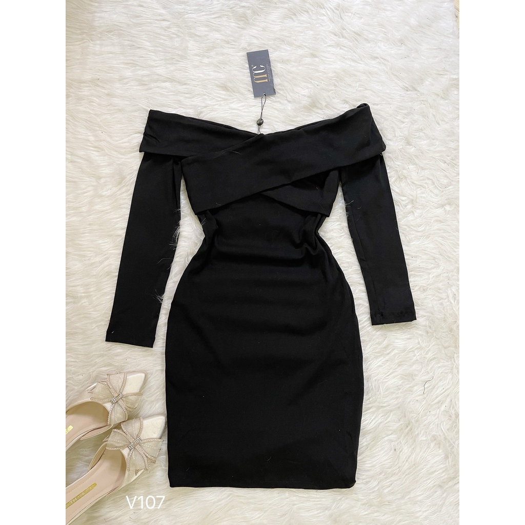V107 Váy body đen tay dài sang chảnh  - MC phân phối chính thức