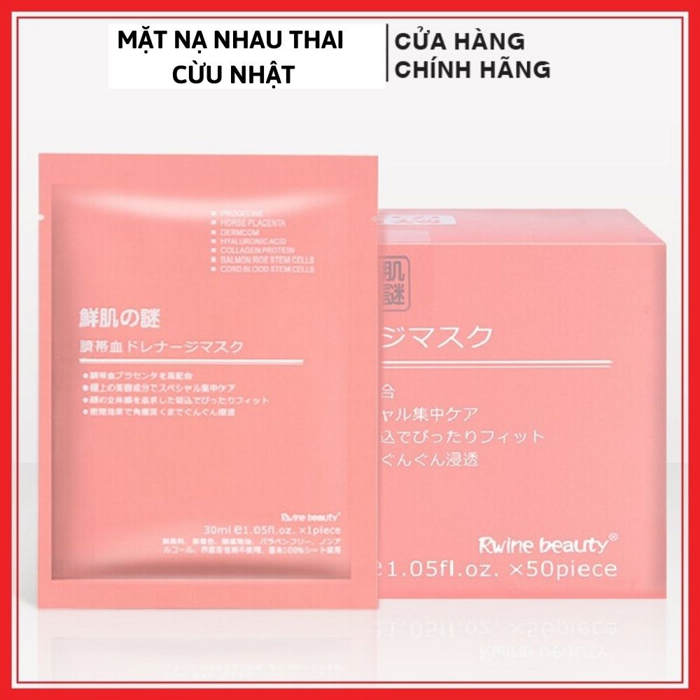 Set 10 miếng Mặt Nạ Nhau Thai Cừu Tế Bào Gốc Nhật Bản Stem Cell Rwine Beauty Trẻ Hóa, Trắng Da, Dưỡng Ẩm