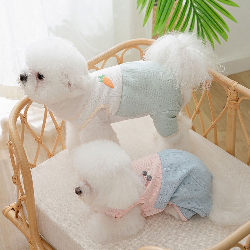 jumsuit (áo liền quần) che bụng sát nách thêu carrot / kẹo que dành cho chó mèo