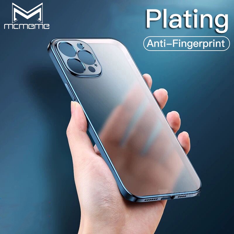 Mạ vuông cho For IPhone Mạ vuông Mờ trong suốt Vỏ silicon mềm chống bám vân tay Chống rơi rớt Siêu mỏng cho For IPhone 12 Mini 11 Pro Max X XR XS 6 7 8 Plus Ống kính SE 2020 Tất cả bao gồm Ốp lưng mới nhất