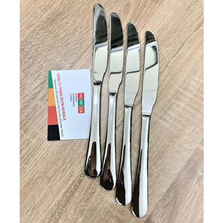 Bộ 4 dao bàn ăn lớn (dao ăn chính) inox cao cấp dài 23cm, dày 5mm, cán tròn trơn hình giọt nước dễ vệ sinh, sáng bóng