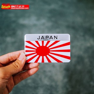 Sticker hình dán metal Cờ Nhật Japan Red Sun 8x5cm