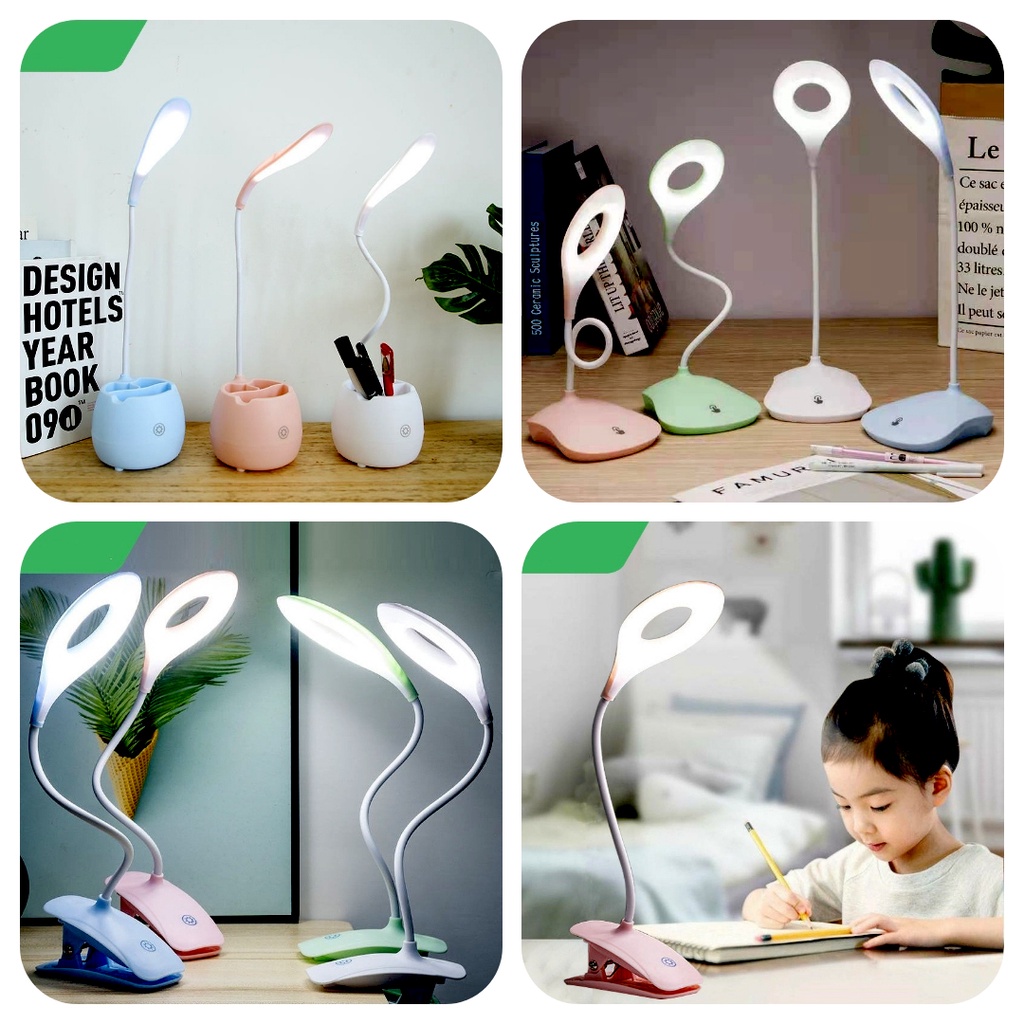 Đèn Led để bàn 3 chế độ sáng, đèn bàn tích điện, đèn kẹp bàn