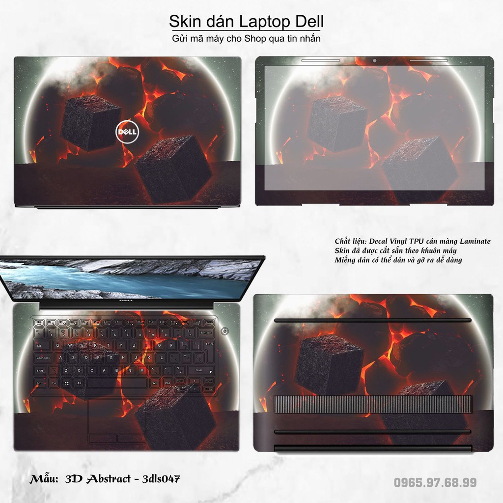 Skin dán Laptop Dell in hình 3D họa tiết (inbox mã máy cho Shop)