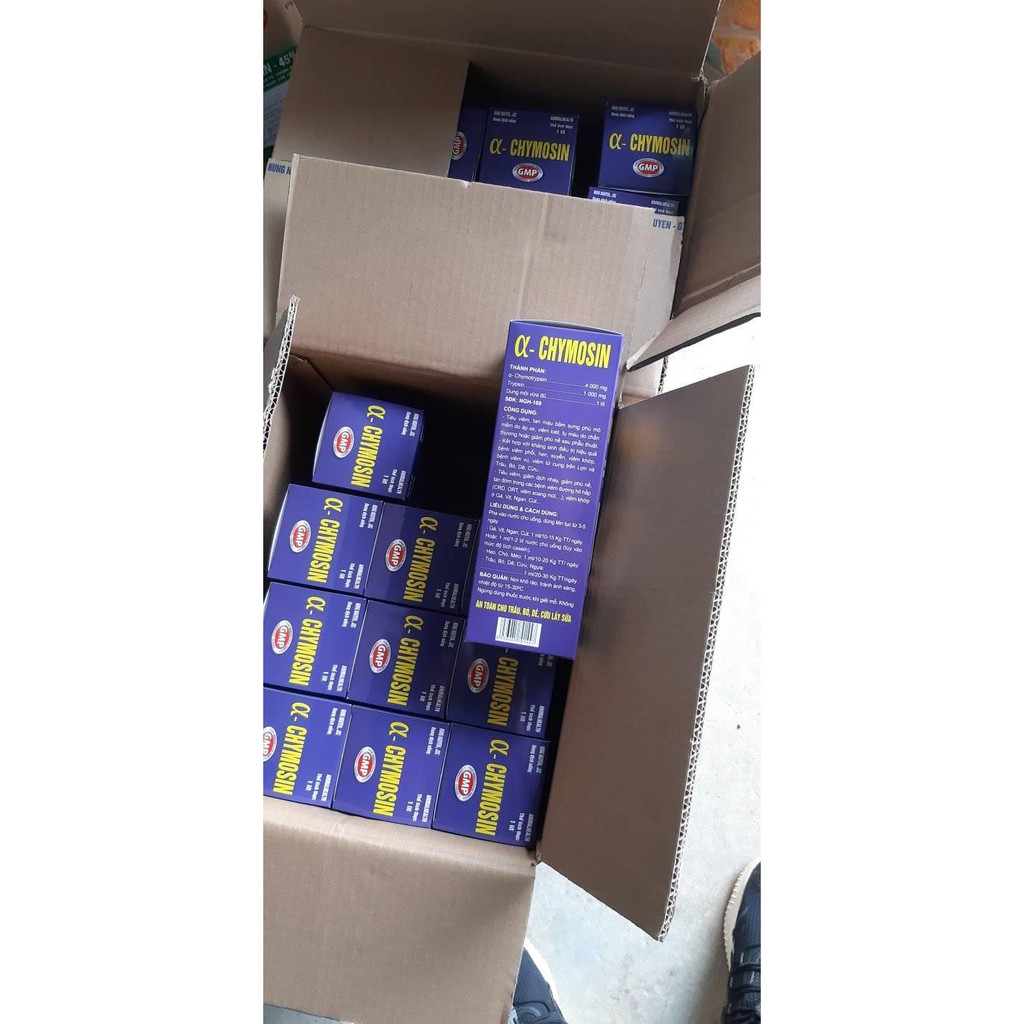 Chymosin - tiêu viêm, chống phù nề, giảm dịch nhầy, tan máu bầm - chỉ dùng trong thú y