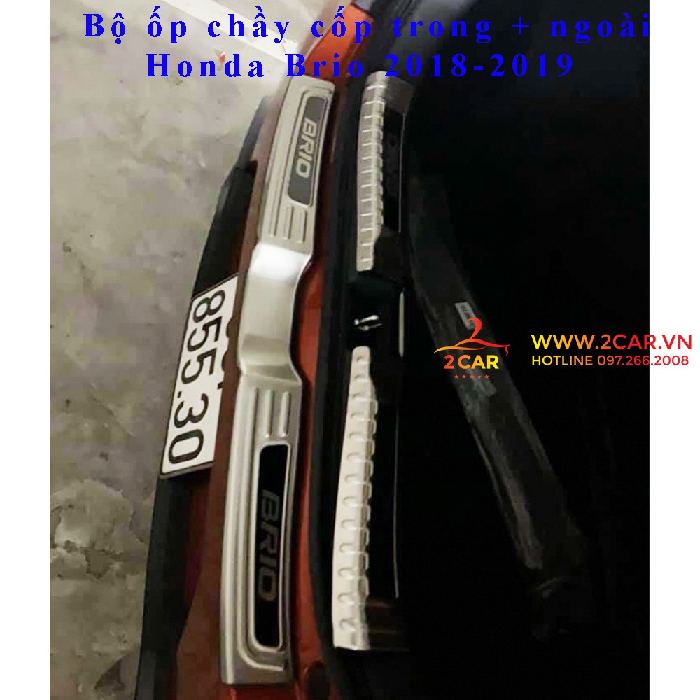 Ốp chống trầy cốp trong + ngoài xe Honda Brio 2018-2019, inox