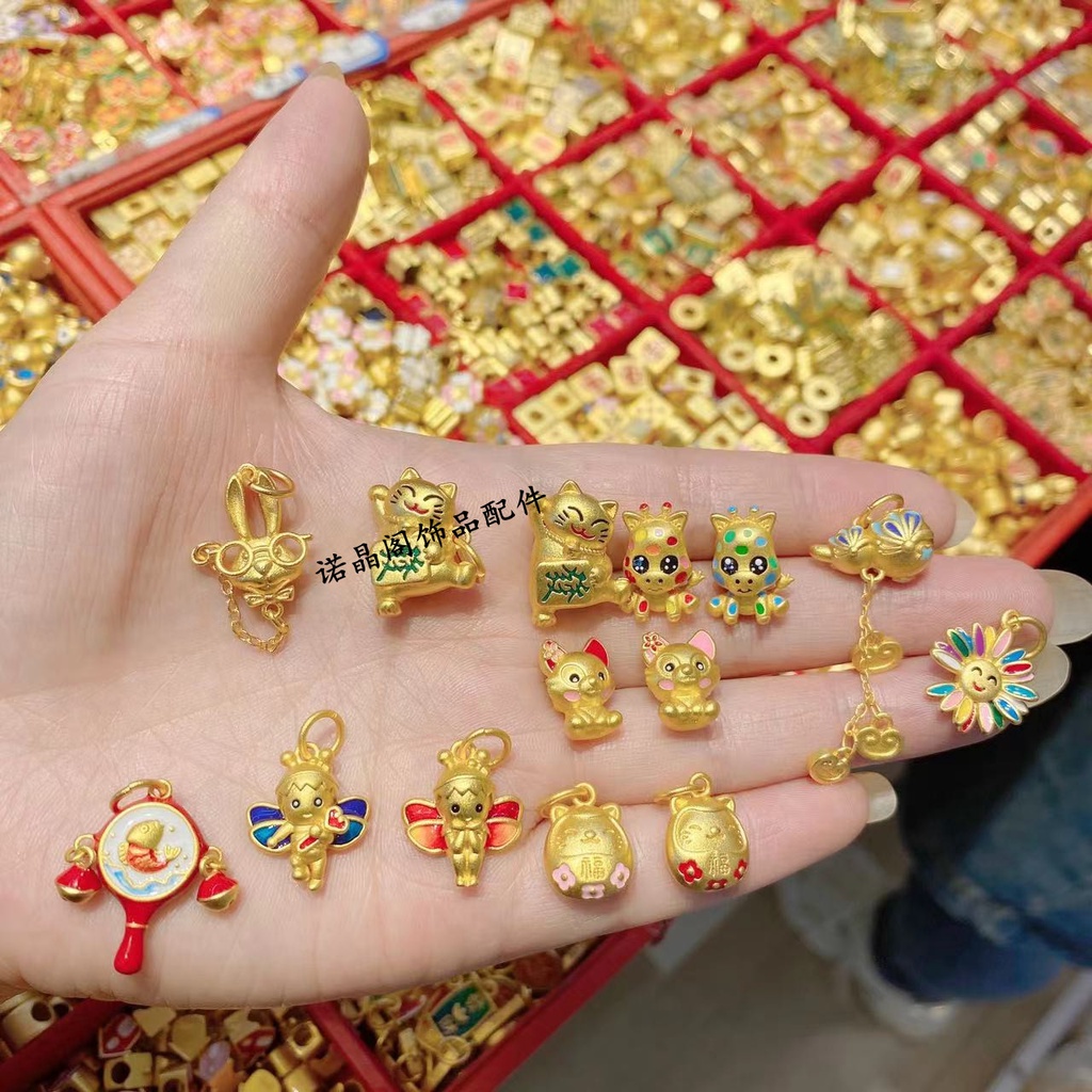 Trống Sóng Bầu. Hạt Xỏ Vòng Tay / Dây Chuyền Hình Thỏ / Mèo May Mắn diy