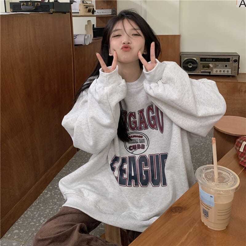 Áo sweater nỉ bông chi tiết phong cách mùa đông Âu Mỹ