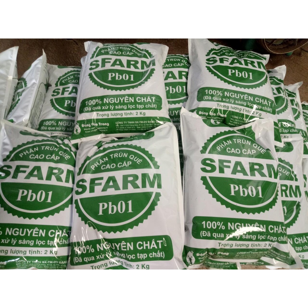 PHÂN TRÙN QUẾ CAO CẤP SFARM Pb01 Gói 2kg 100% NGUYÊN CHẤT