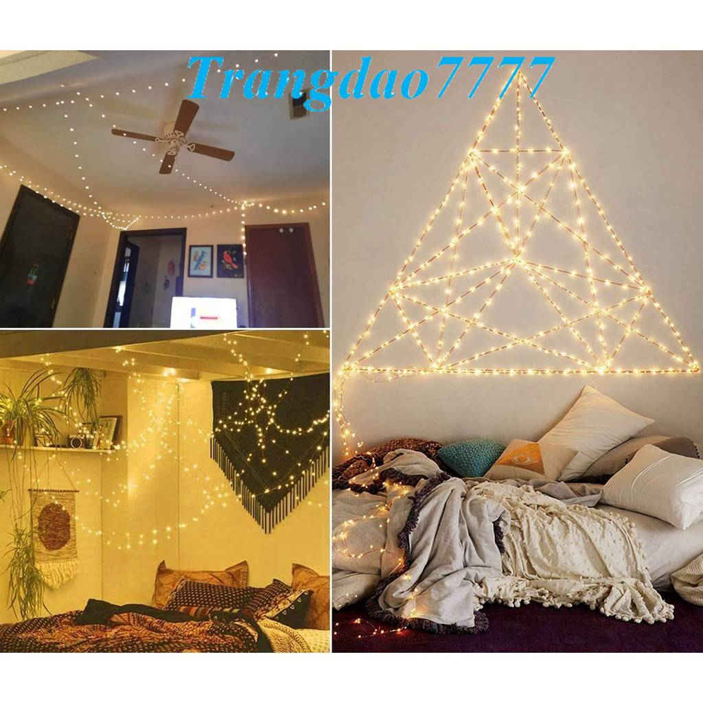 Kèm Sẵn Pin AG13-Chỉnh 3 Kiểu Đèn- Đèn Led Đom Đóm Fairy Light Trang Trí Decor Quấn Cây Sân Vườn Noel Lễ Tết