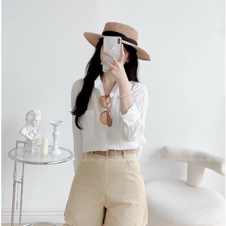 Áo sơ mi xốp nhăn freesize chất vải độc đáo lên form chuẩn dễ phối đồ