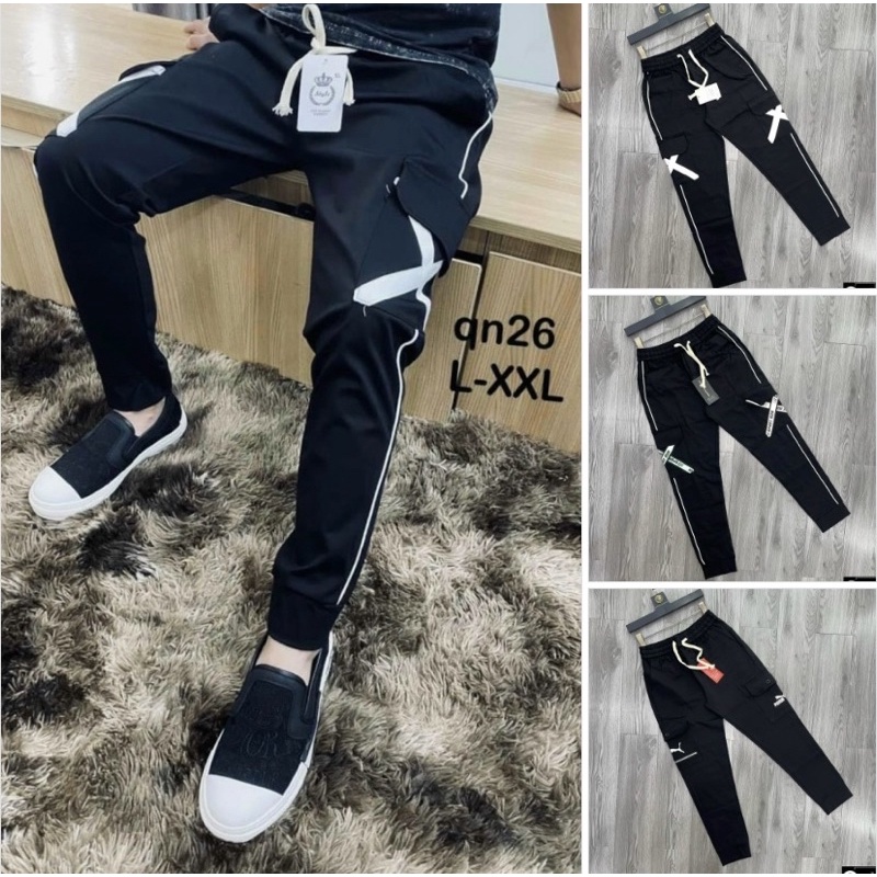 Quần thời trang nam co dãn ống bo có hoạ tiết túi, Quần jogger phong cách hàn quốc btshop từ 45 đến 75 kg