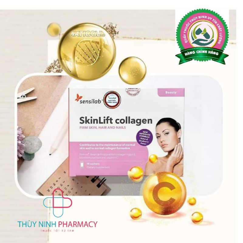 Thực phẩm bổ sung Collagen Skinlift giúp cho da mịn màng, săn chắc hộp 15 túi x 120g