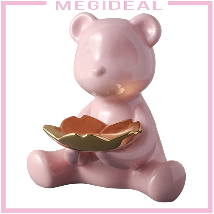 [MEGIDEAL]Modern Key Storage Bear Figure Statue Figurine for Candy Container Holder Pine