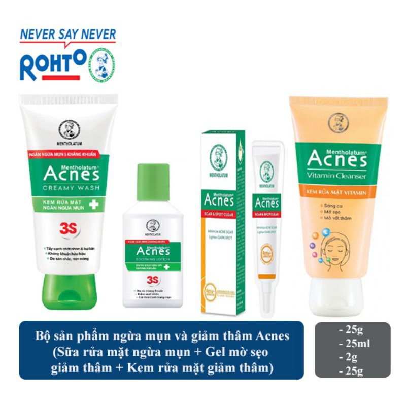 COMBO 4 SẢN PHẨM NGỪA MỤN VÀ GIẢM THÂM ACNES | BigBuy360 - bigbuy360.vn