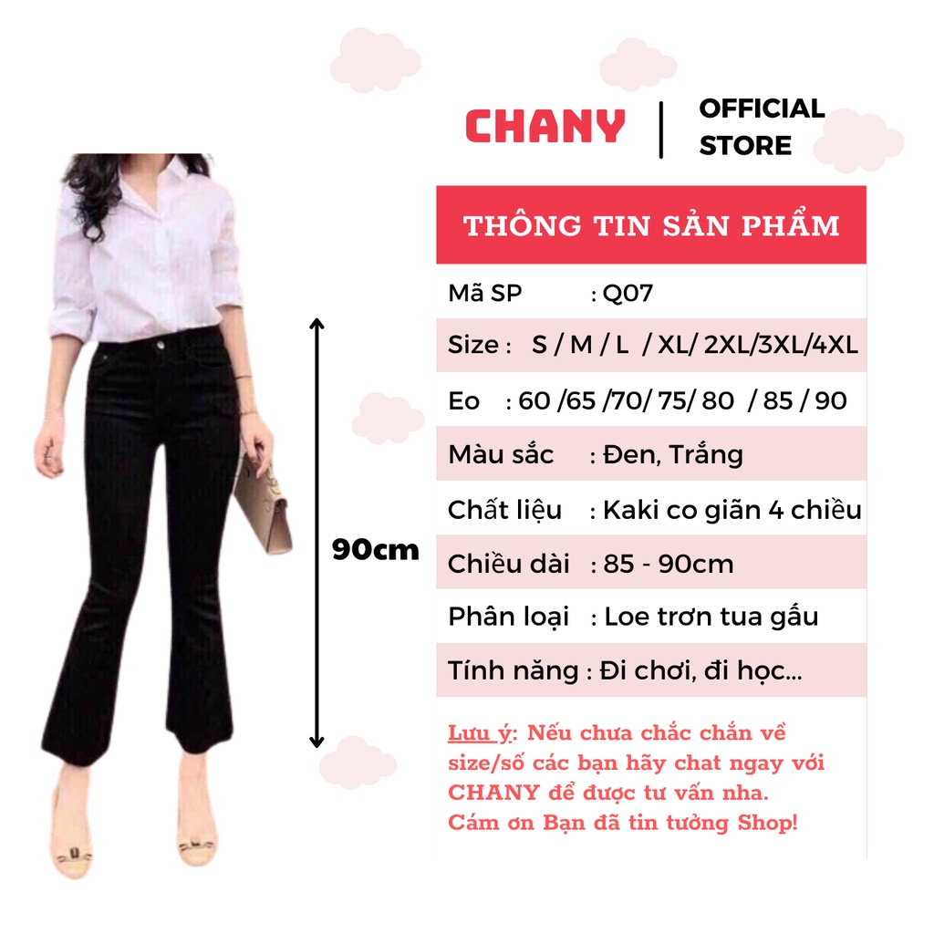 Quần ống loe cạp cao có Bigsize CHANY STORE Q01