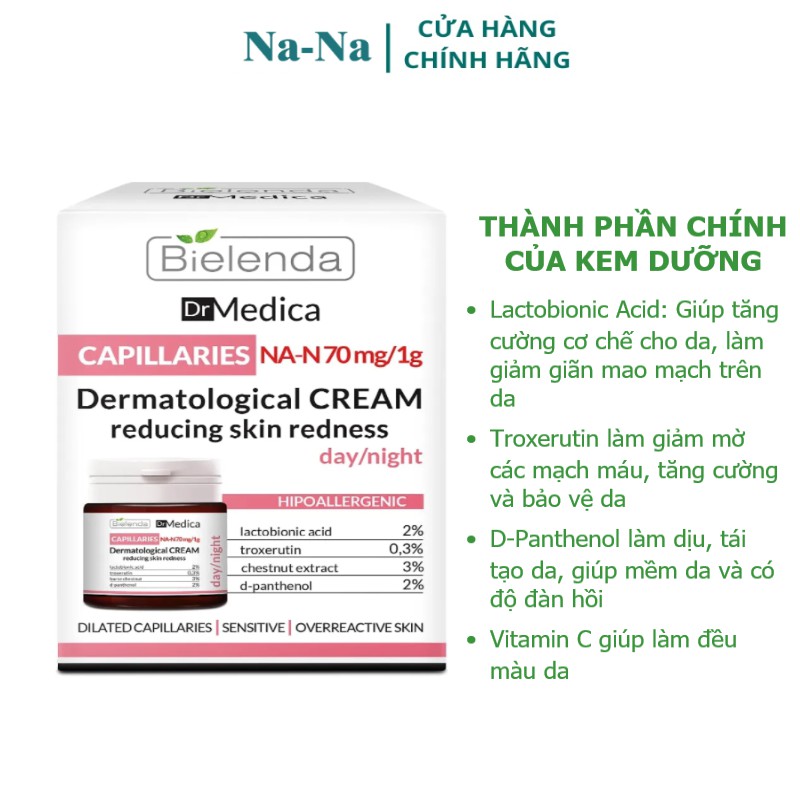 Kem dưỡng Bilenda Dr Medica 50ml phục hồi, cải thiện tình trạng da mẩn đỏ, lộ mao mạch trên da, phù hợp với da mỏng,yếu