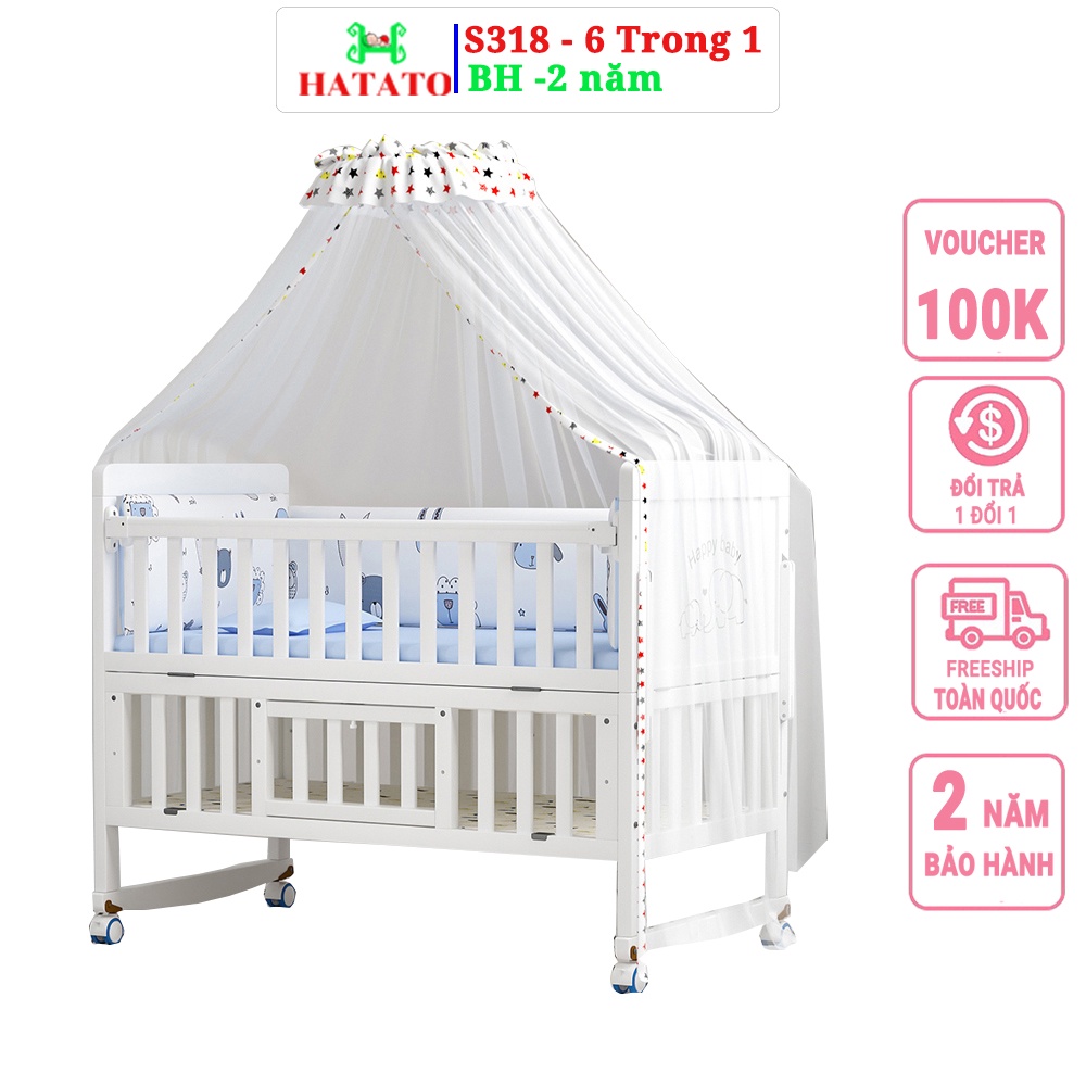 Nôi Cho Bé Hatato S318 - 6 Trong 1 – Nôi Nằm Chung Giường