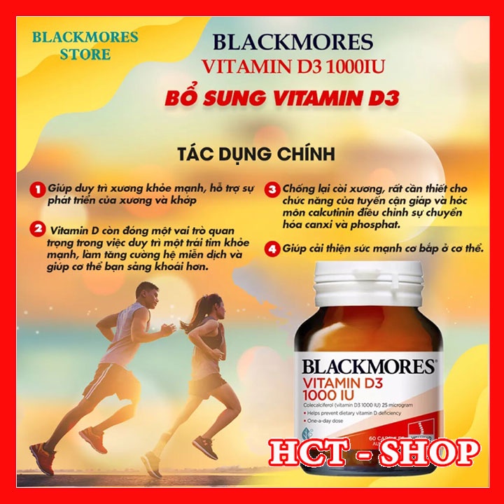 Viên uống bổ sung vitamin d3 Blackmores vitamin D3 1000IU 60 Viên/Lọ - Giúp hấp thu Canxi