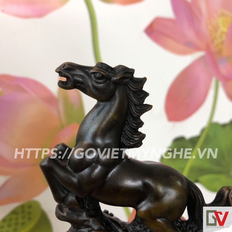 Tượng Đá Trang Trí Ngựa Phong Thủy - Màu nâu đen - Cao 12cm