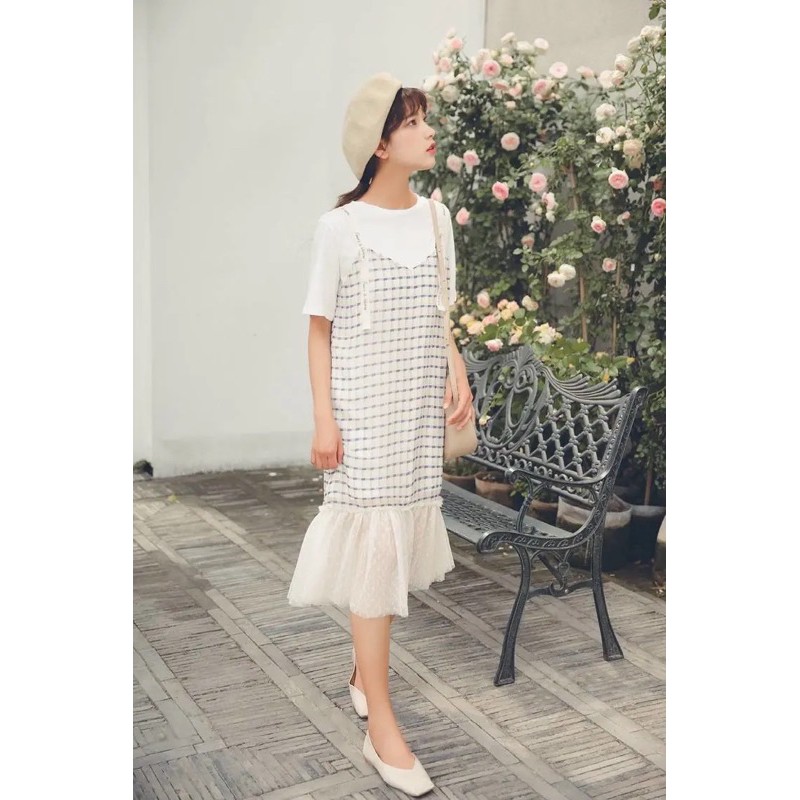 Váy nữ Quảng Châu, đầm caro nữ đuôi cá nhẹ nhàng đi chơi, đi làm - phong cách kiểu Hàn V29 | BigBuy360 - bigbuy360.vn