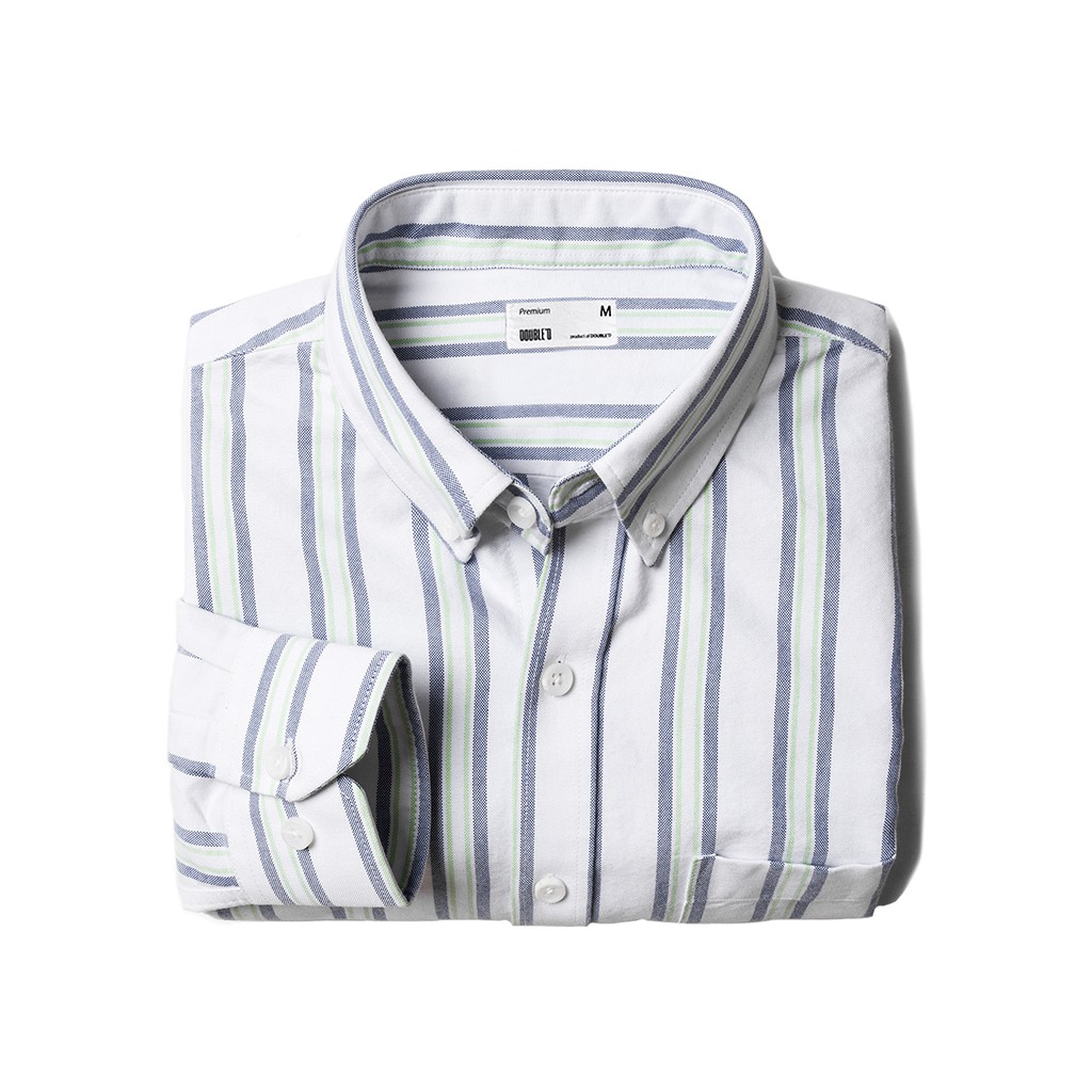 Áo so mi nam DOUBLE'D tay dài kẻ sọc vải Oxford mềm mại SFS