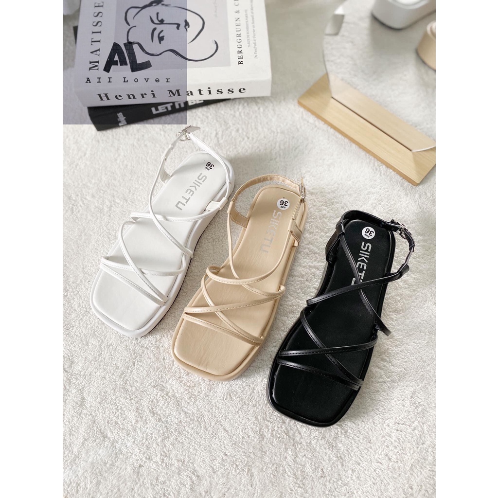 SANDAL NỮ ALI LOVER - GIÀY NỮ QUAI MẢNH - SANDAL THỜI TRANG DÂY CHÉO - GIÀY HỌC SINH - SANDAL BÁNH MÌ 3 PHÂN - AS220509