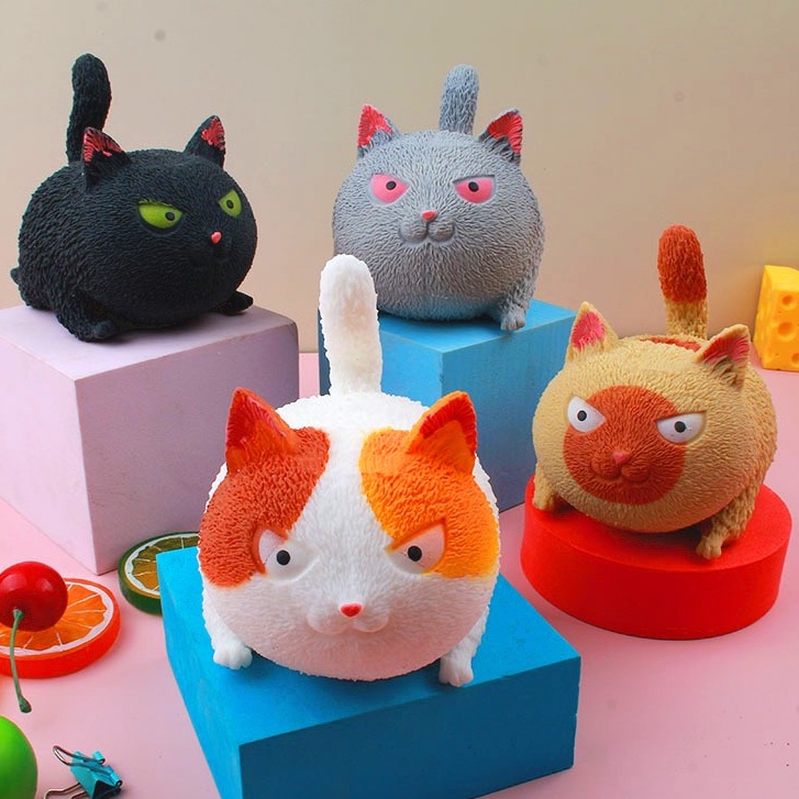 Mèo dẻo giận dữ silicon giảm stress đồ chơi squishi thú khổng lồ squishy cao su mèo
