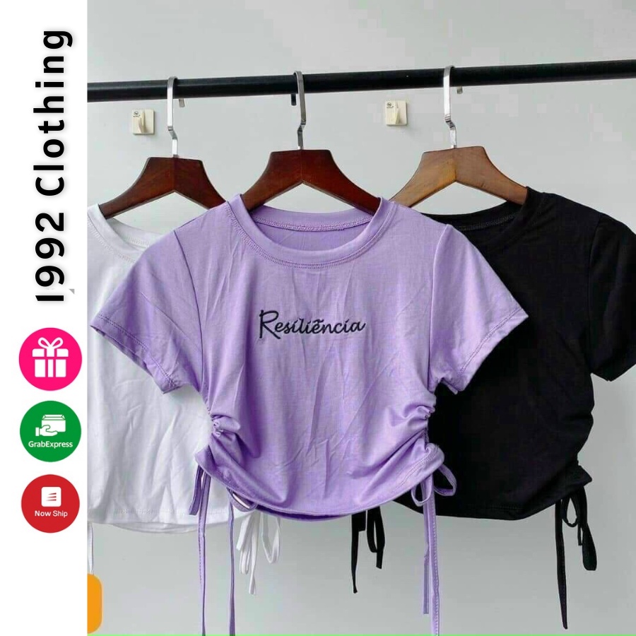 Áo Croptop Rút Dây Thêu Chữ Resonita - Thời trang nữ, phong cách ulzzang mã đẹp CT25