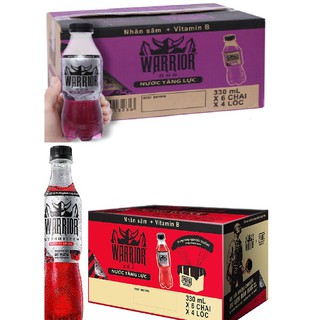 Thùng 24 chai nước tăng lực Warrior vị dâu và nho 330ml