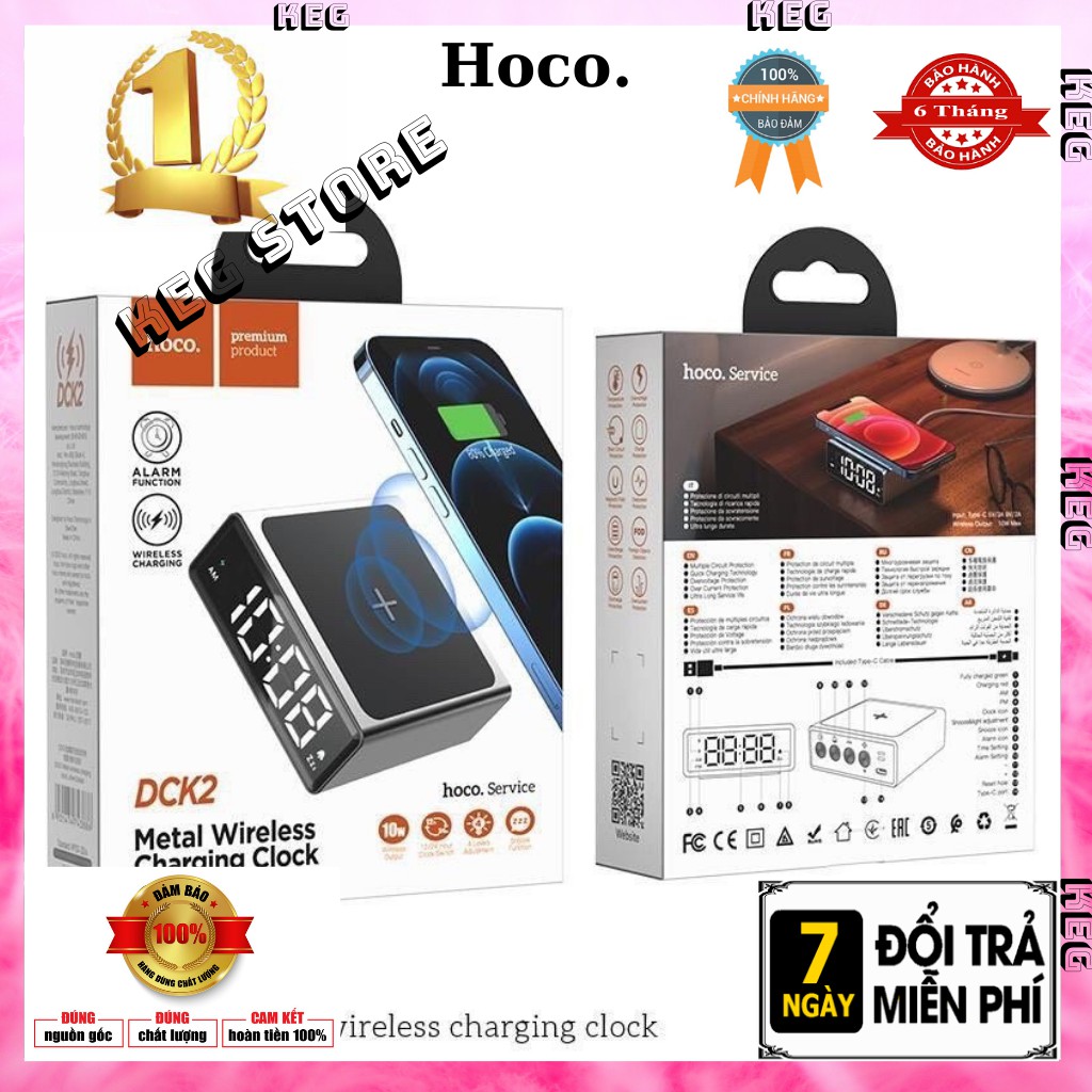 Sạc Dự PhòngKhông Dây Hoco DCK2 kèm Đồng hồ Led  - Thiết kế sang trọng - chất Lượng Thời Thượng