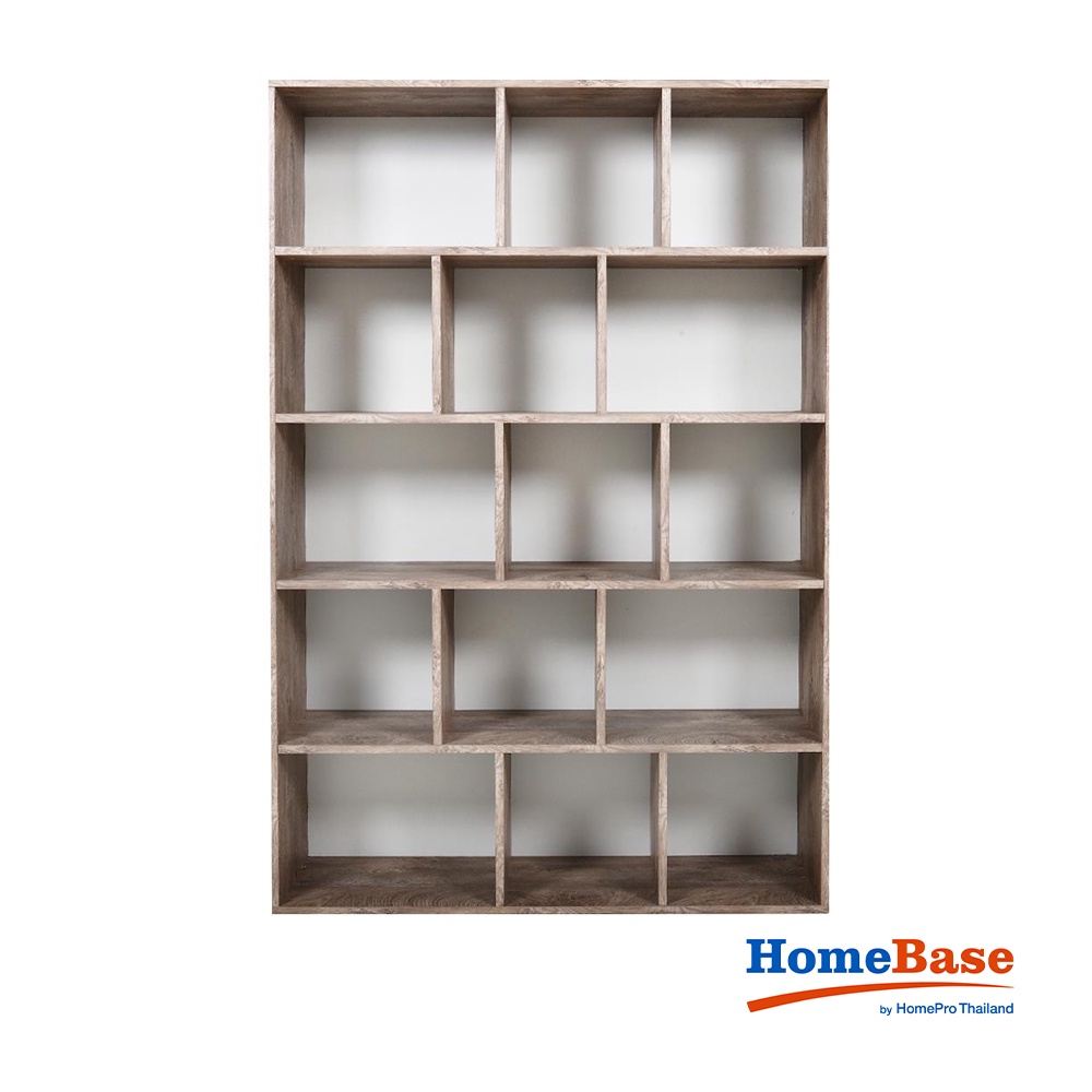 HomeBase FURDINI Bộ kệ bằng gỗ ép có 15 ngăn chứa đồ W120xH180xD30cm màu gỗ óc chó