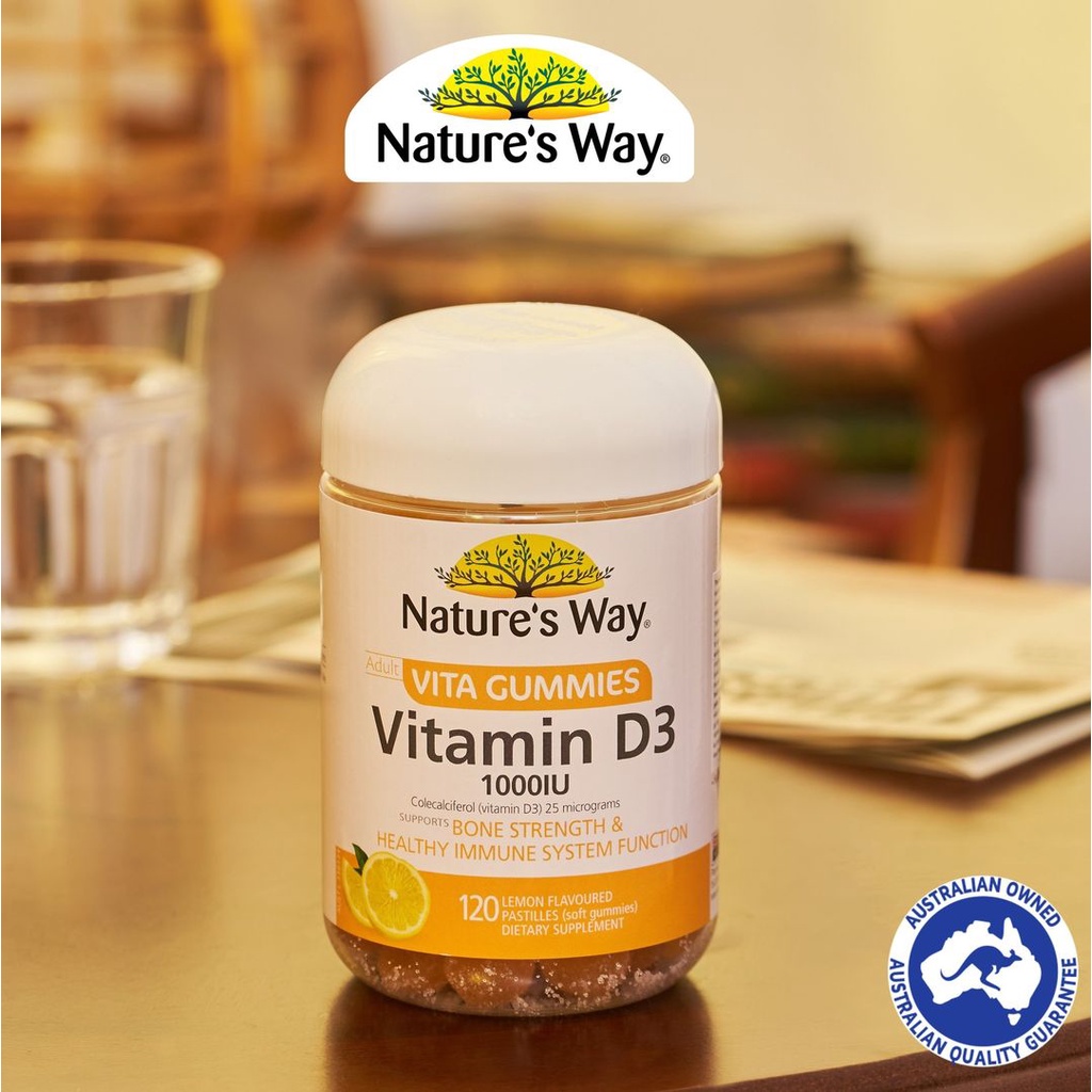 Kẹo dẻo bổ sung Vitamin D3 1000IU Nature's Way giảm loãng xương, tăng miễn dịch cho người lớn_Hộp 120 viên