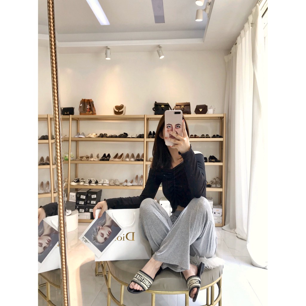 Dép Cao Su Thêu Họa Tiết Thời Trang Cho Nữ Size 34-42