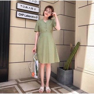 Đầm caro xoè nút bọc (có 2 màu, kèm ảnh thật)