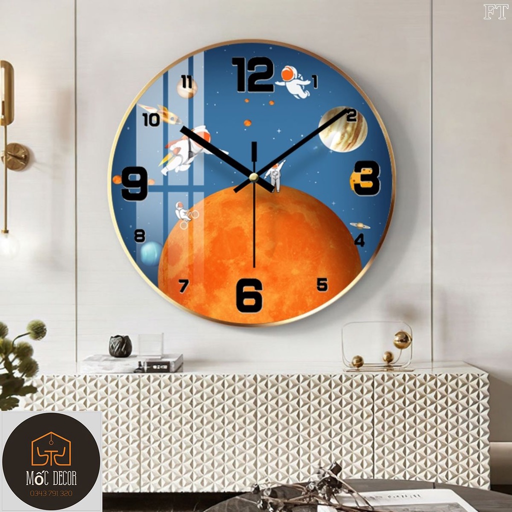 Đồng Hồ Treo Tường Kim Trôi Treo, mặt phủ bóng chạy êm ru có nhiều size để trang trí decor phòng