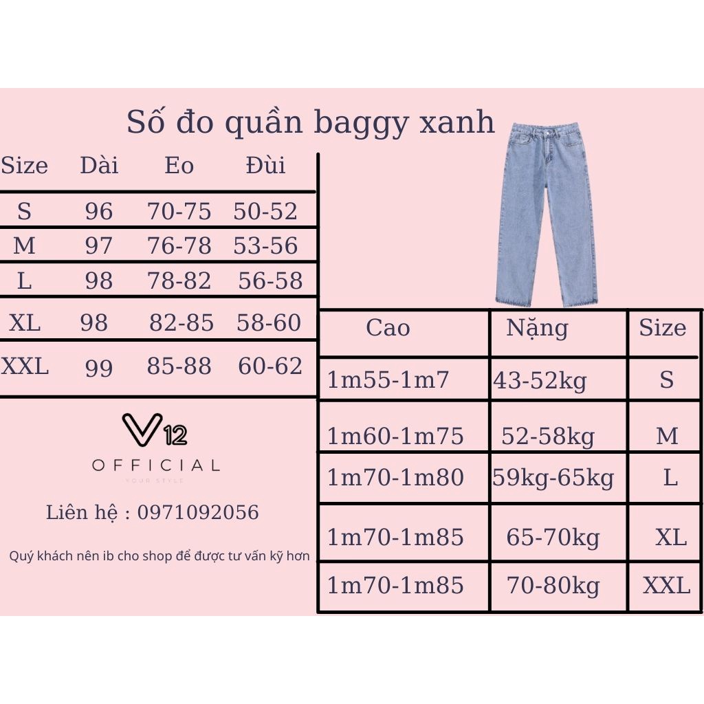 Quần jeans ống rộng nam nữ màu xanh phong cách unisex , quần baggy vải jeans không phai màu V12