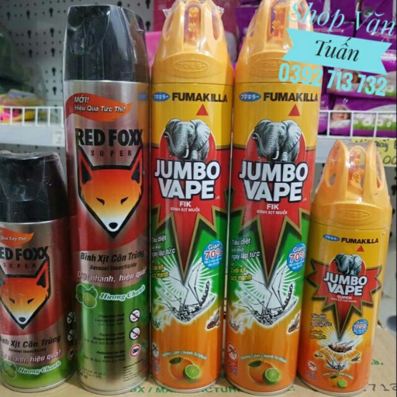 Bình xít muỗi,côn trùng REDFOXX,JUMBO VAPE(hương tranh)