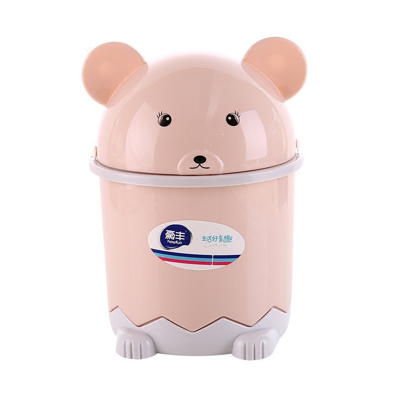 Thùng rác mini để bàn thiết kế nắp lật chủ đề hoạt hình tiện dụng