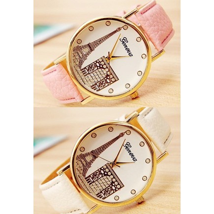 ĐỒNG HỒ NỮ GENEVA THÁP PARI DÂY DA CỰC HOT AH563